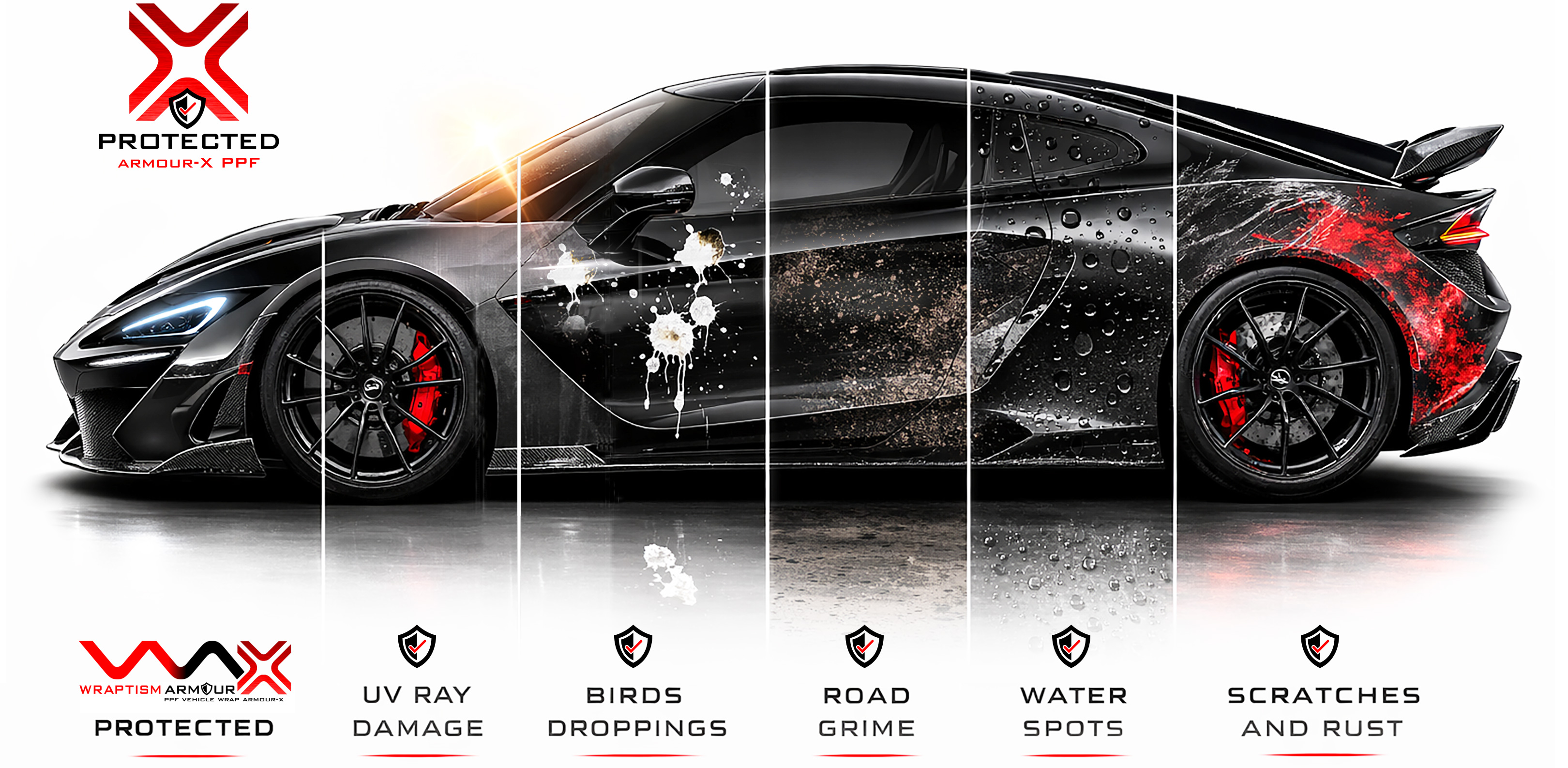 wraptism-amour-x-ppf-wrap-installation-film-gold-coast-protects-against-uv ray damage-bird-droppings-road-grime-water-spots-scratches and rust-get-protected